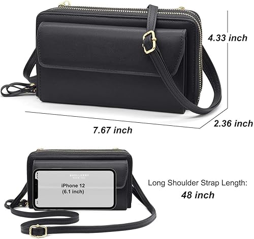 Miniatura 2 de Cartera de cuero para mujer con doble cremallera y correa para el hombro