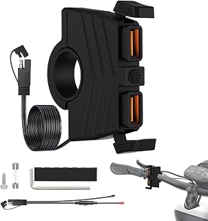 Motorcykel Mobilladdare Adapter För Snabbladdning Med Styrmontering | USB-Laddare Anpassad För Motorcyklar Adapter Scooter Cykel Styre Tank Gaffel Smartphone Klämma Monteringsfäste