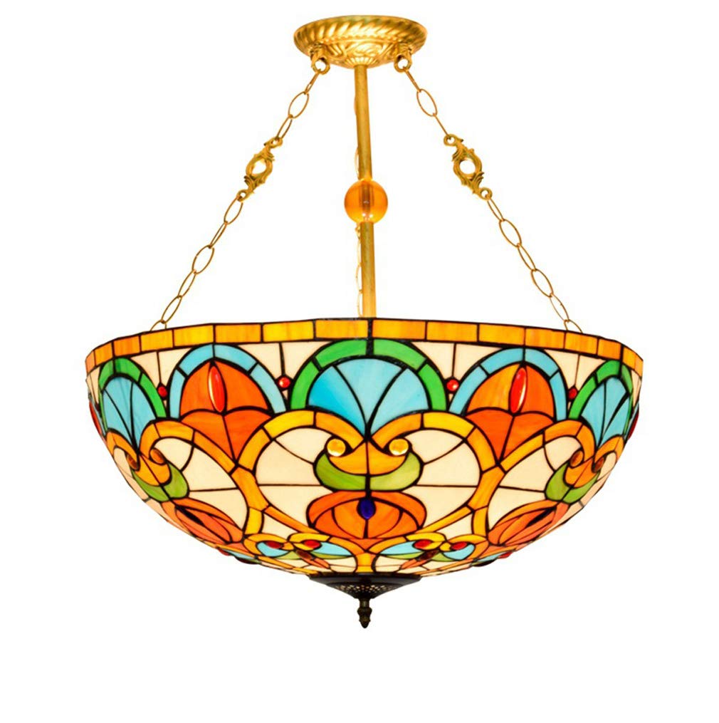 YNIYUJKL 60Cm Pendant Light, Tiffany-Style Stained Glass Peach Heart Bead Anti-Chandelier Lighting, Ceiling Hanging Lamp For Restaurants And Cafes