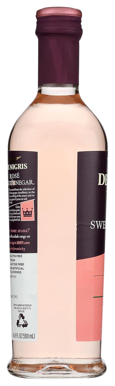 De Nigris Sweet Rose Wine Vinegar, Non GMO, 500 ML (Pack Of 6)