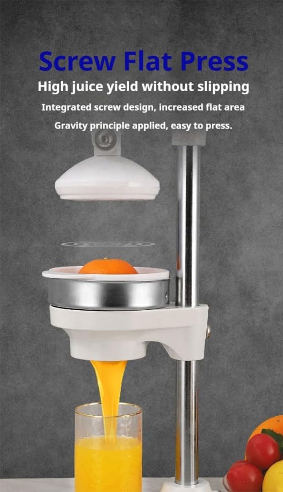 Exprimidor Manual de Alta Resistencia de Acero Inoxidable y Hierro Fundido, Prensa Manual, exprimidor de Limones, para Jugo de Naranja Fresco, fácil de Limpiar para Bar y Cocina (D)
