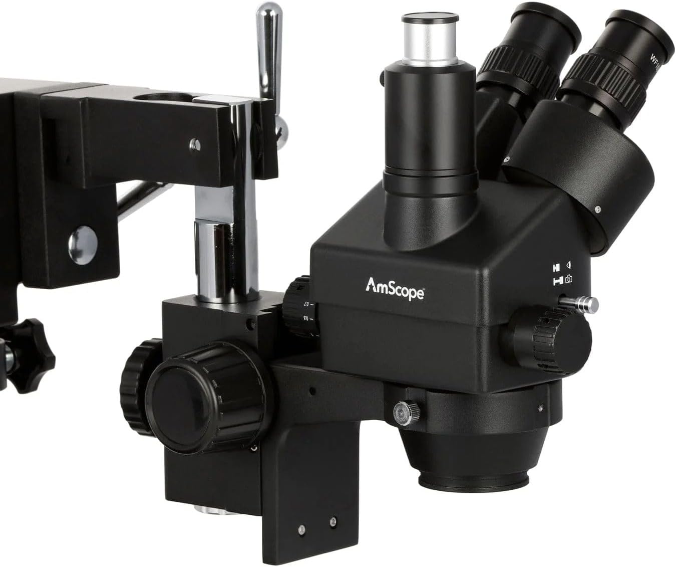 AmScope - 3.5X-180X Trinocular Stereo Zoom Microscope with Black Double Arm Boom Stand - SM-4TZZ-B