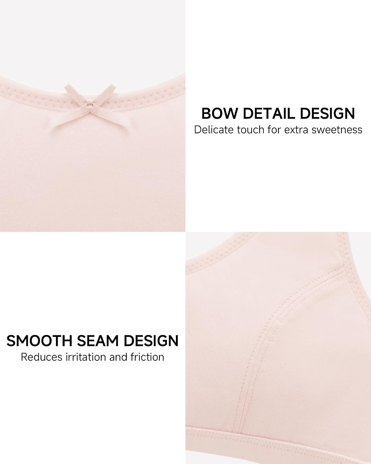 Stelle Girls Training Bra Cotton Double Layer Bralette Scoop Neck Sports Bras for Tween Teens