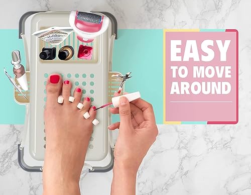 Miniatura 12 de Skywin TidyFriend - Reposapiés de ducha de 9.27 x 7 x 10 pulgadas, reposapiés de plástico para pedicura, taburete de ducha con 3 bolsillos para Gris