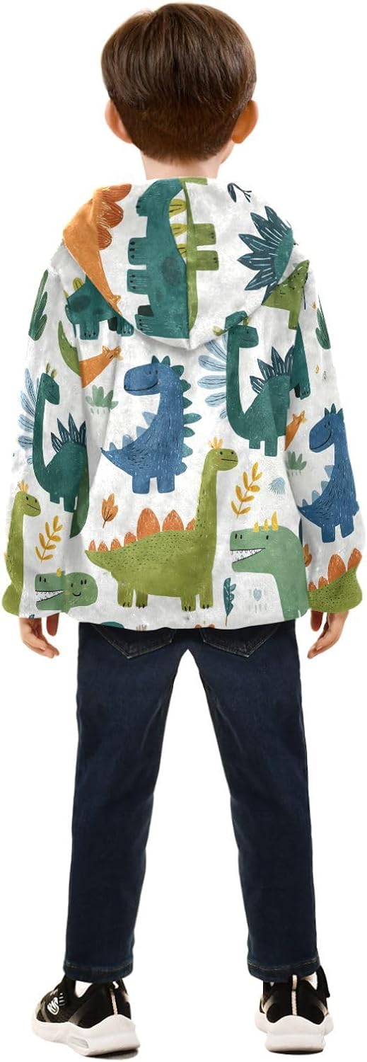 Cartoon Dinosaur Green Cute Toddlers Winter Jackets Children Plush Outerwear Navy Blue Baby Boy Clothes