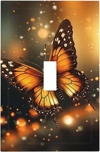 Miniatura 9 de Placa de pared de mariposa naranja decorativa para interruptor de luz de una sola toma de corriente, resistente a la temperatura y a los impactos,