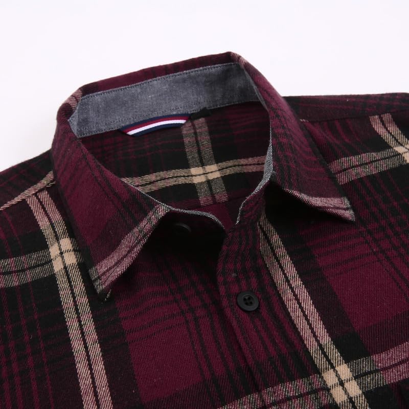 Damipow Premium Mens Flannel Shirt Long Sleeve Button Down Plaid Flannel Shirt - Image 2