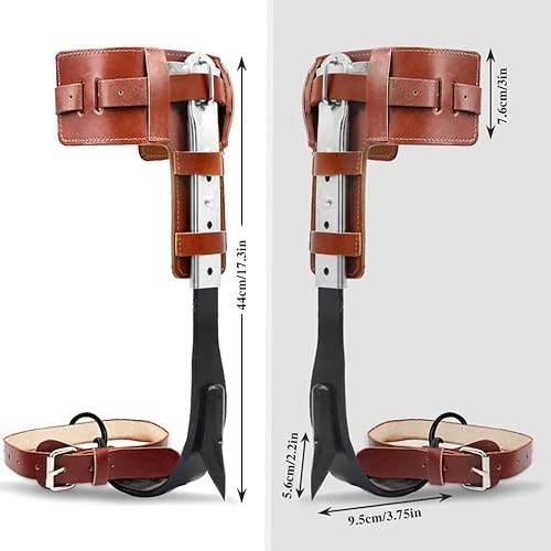 Miniatura 3 de GothicBride Tree Climbing Spikes with Harness Belt Adjustable Tree Climbing Gears with Cattle Hide Leggings Straps
