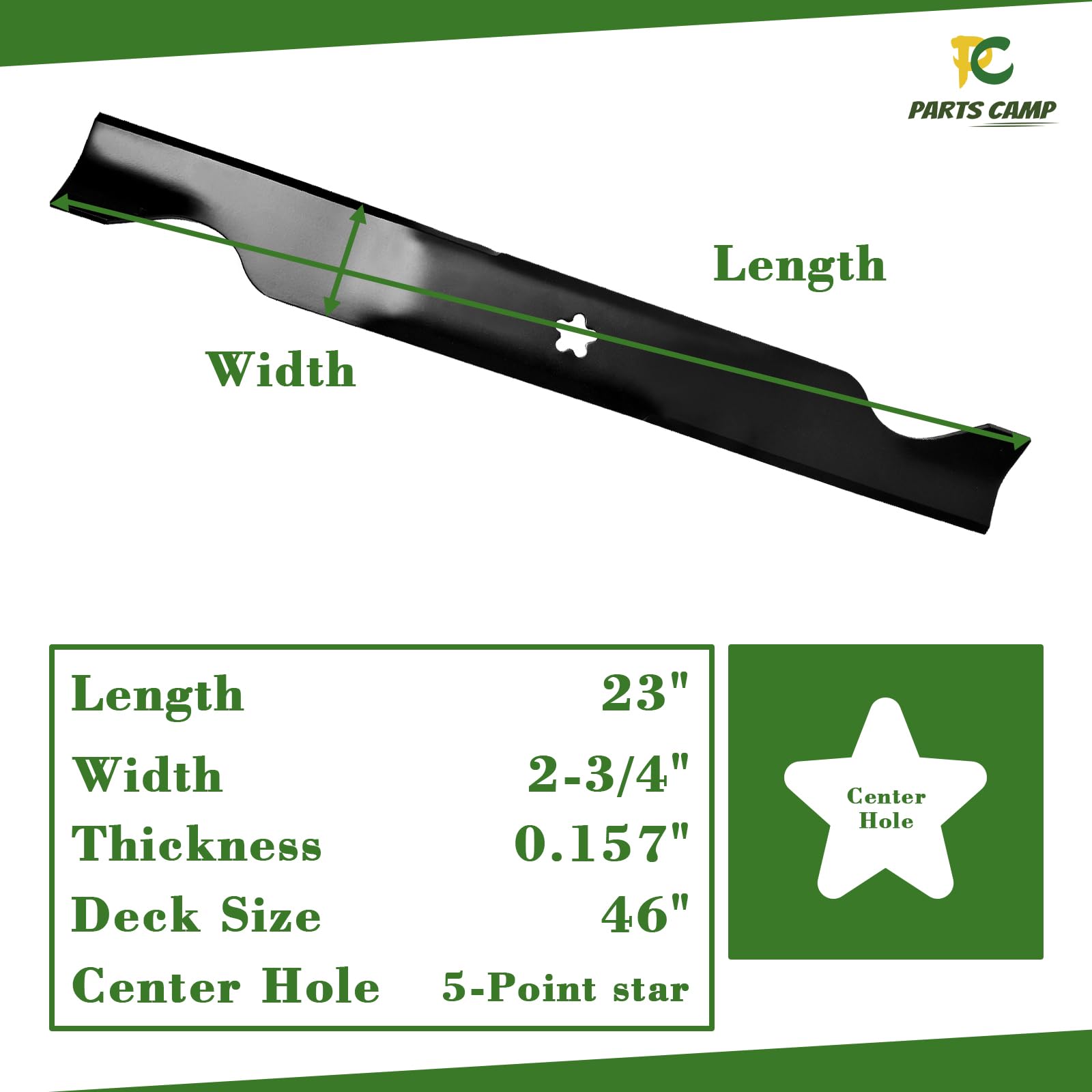 Parts Camp Juego de 3 cuchillas para cortacésped de alta elevación 742-04053 942-04053 para plataforma de corte de 50 pulgadas 742-04053A 742-04053B 742-04053C 942-04053C Reemplaza MTD/Troy-Bilt/Cub