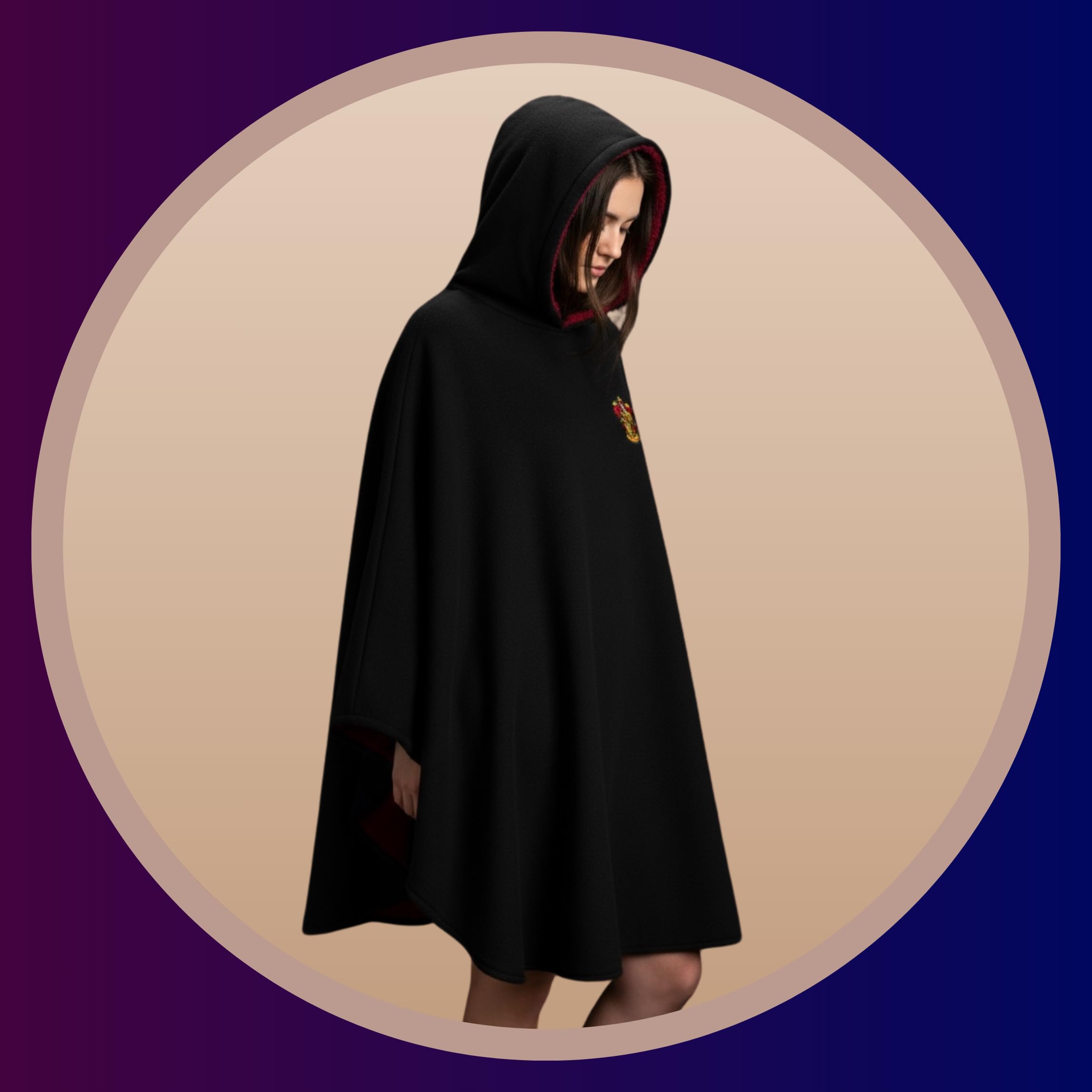 Harry Potter Couverture à Capuche, Design Polaire Sweat a Capuche Poudlard Poncho, Cape Gryffondor Officielle, Cadeau pour Adultes et Adolescents