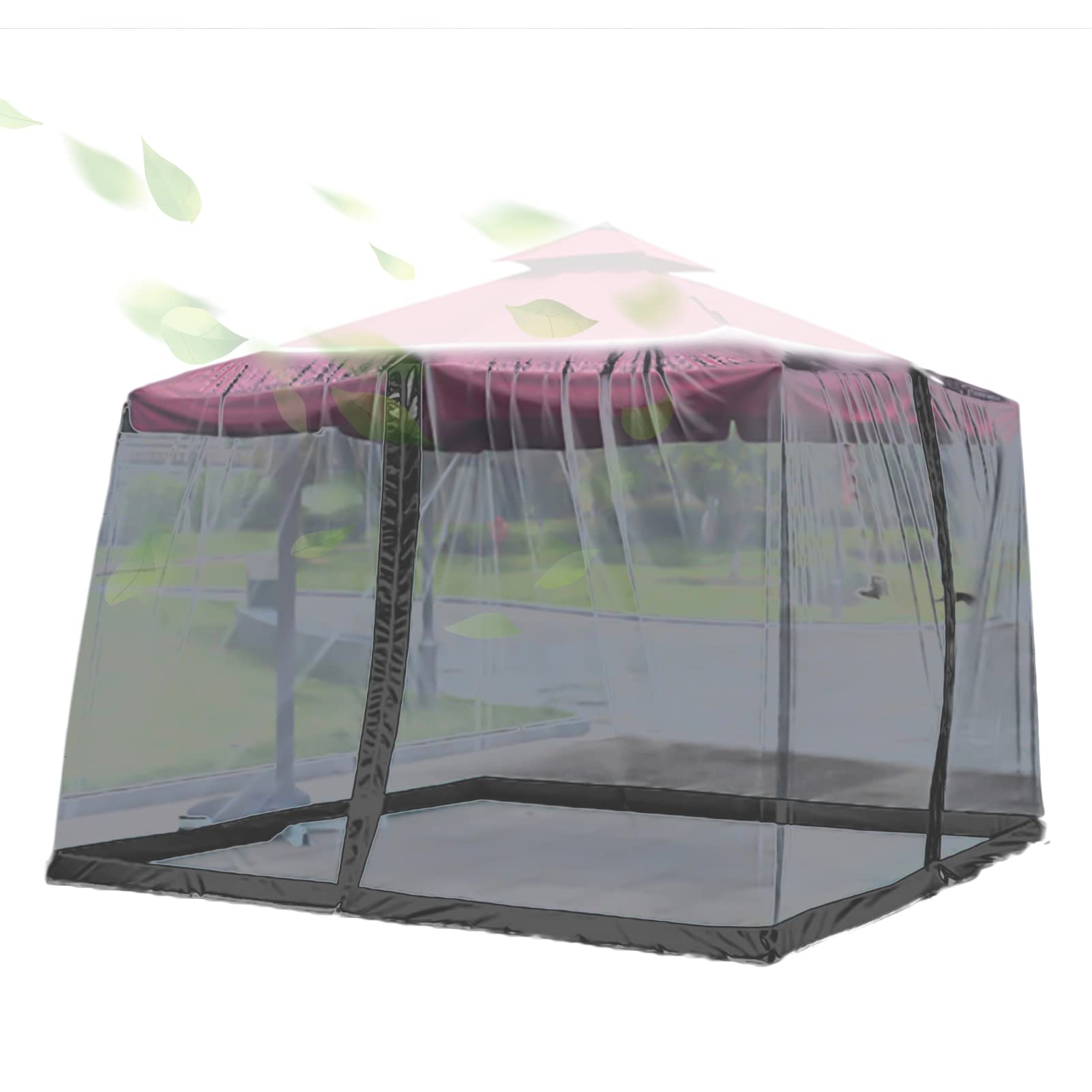 Moskitiera, osłona ekranu parasola 335x230cm siatka parasolowa moskitiera siatka na owady obudowa zewnętrzna Bugs komary Patio siatka piknikowa pokrywa(Black)