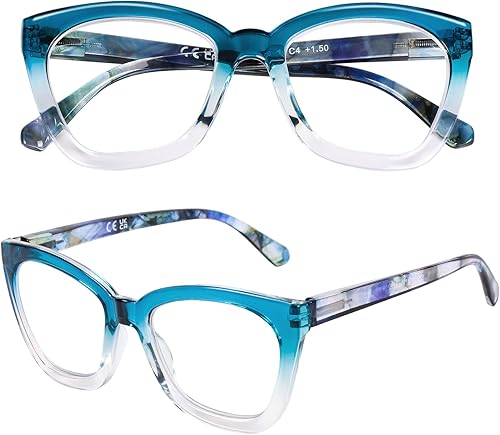 Miniatura 5 de AQWANO Gafas de lectura de ojo de gato de gran tamaño para mujer, bloqueo de luz azul, filtro de rayos UVdeslumbramiento, lectores de computadora de