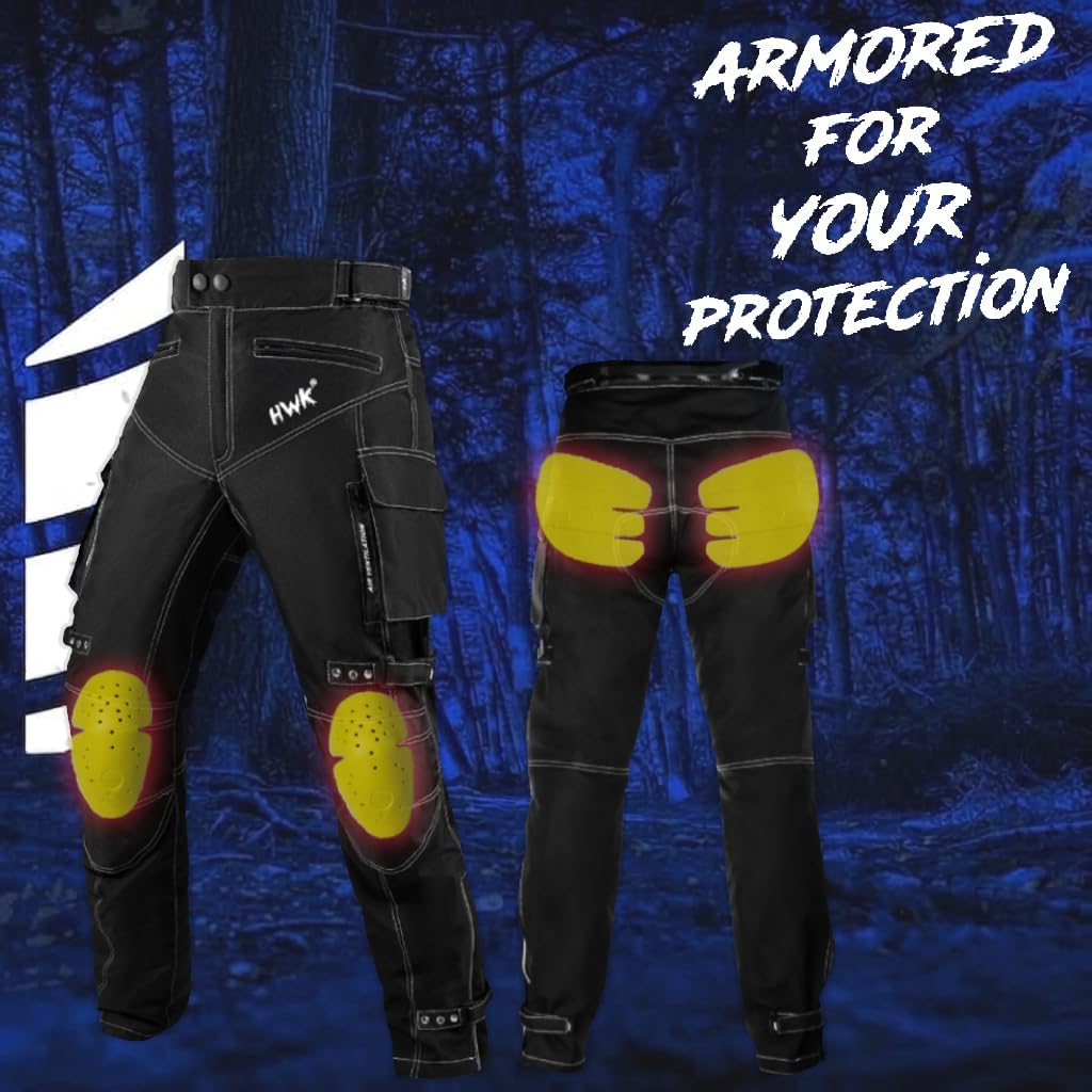 HWK Motorcycle Pants Mens with Armor, Water-Resistant Cordura Fabric.