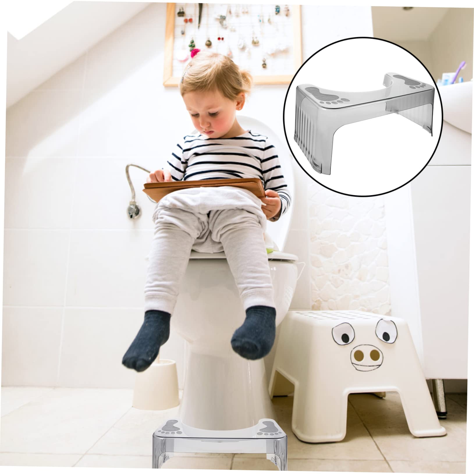 Sgabello Per Wc Gradino Antiscivolo Rialzato Per Bambini Resistente E Comodo Per Uso Domestico in Bagno