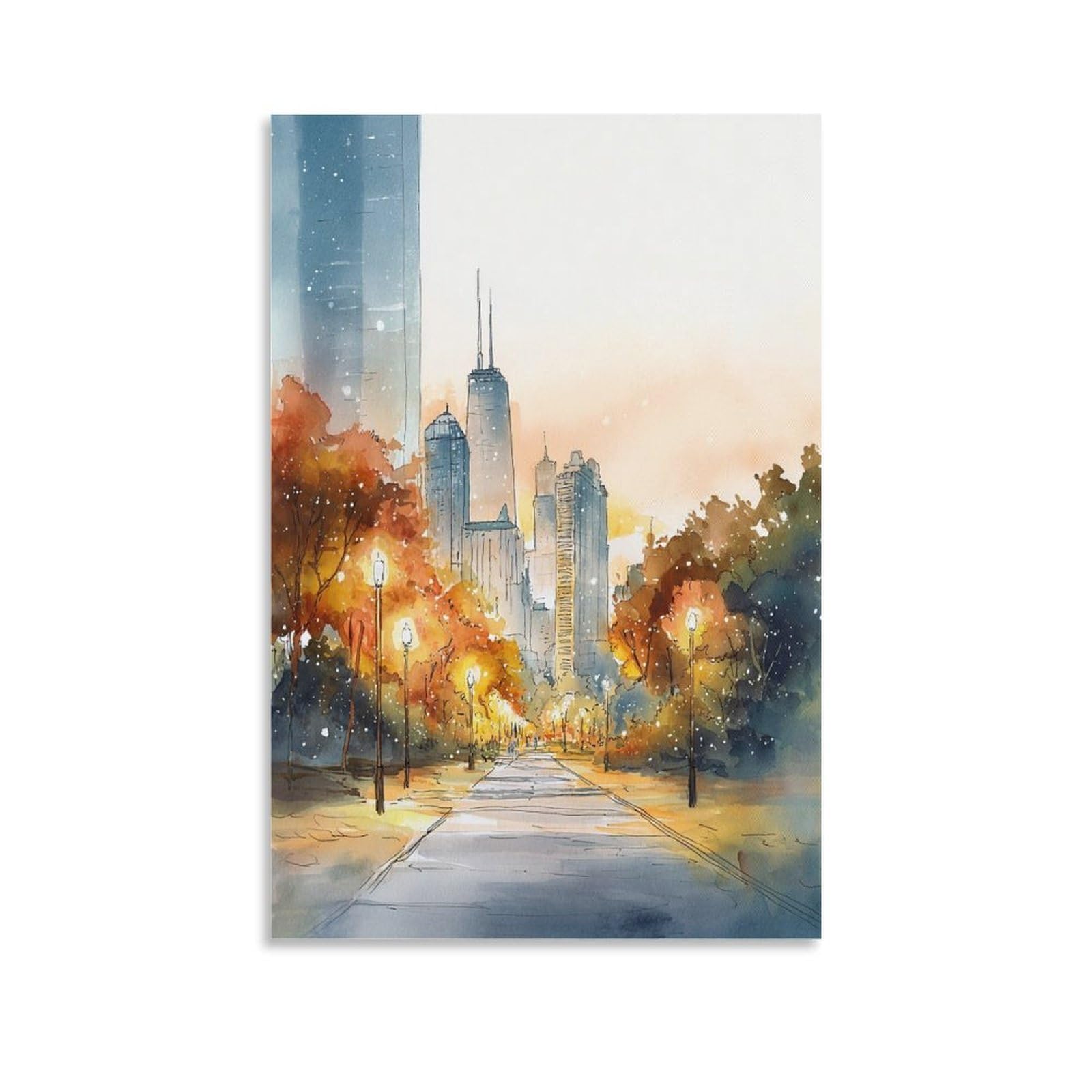 XWYMXZ Minneapolis City 24x36inch(60x90cm) Vintage Travel Poster Watercolor Canvas Art