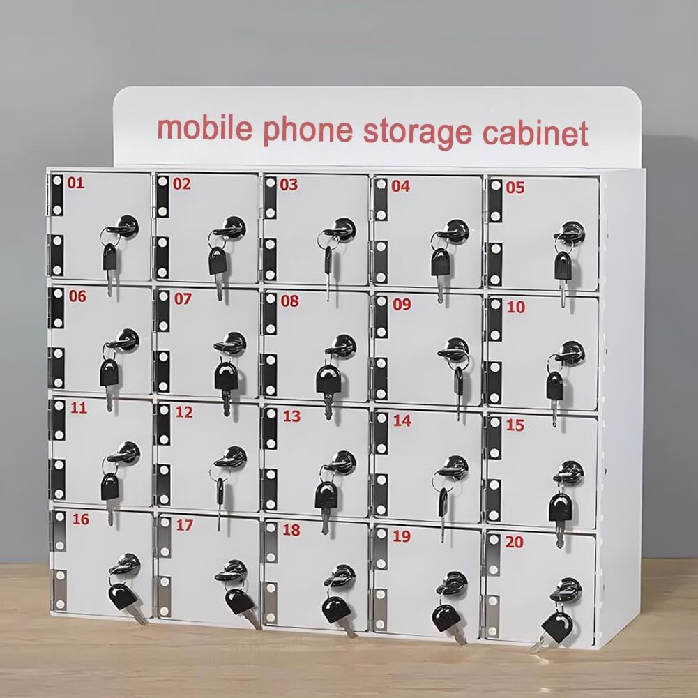 Armadietto da parete in acrilico per telefoni cellulari con serrature e chiavi, etichetta numerata digitale, armadietto di archiviazione per telefoni cellulari per impiegati in ufficio e sul posto di