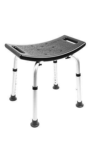 PEPE Mobility Taburete para Ducha Antideslizante, Banqueta Baño, Altura Regulable, Montaje sin Herramientas, Rectagular, Negro