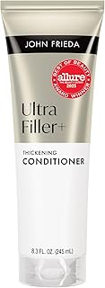 John Frieda ULTRAfiller+ Thickening Conditioner, Biotin, 8.3 fl oz | Strengthens Thin, Damaged Hair, Biotin and Hyaluronic Acid Formula, Volumizing, Fuller Thicker Results, Fine Hair