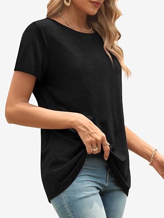 ATHMILE Womens Basic T Shirt Crewneck Short Sleeve Summer Tops