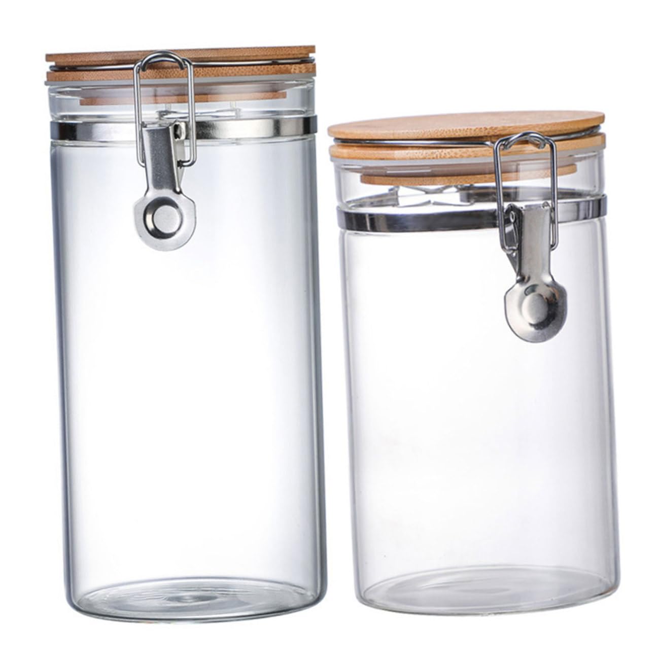 SHOWERORO 2piezas Botes De Cocina Tapa Hermética Recipientes Para Alimentos Almacenamiento De Té y Cereales Diseño Plano