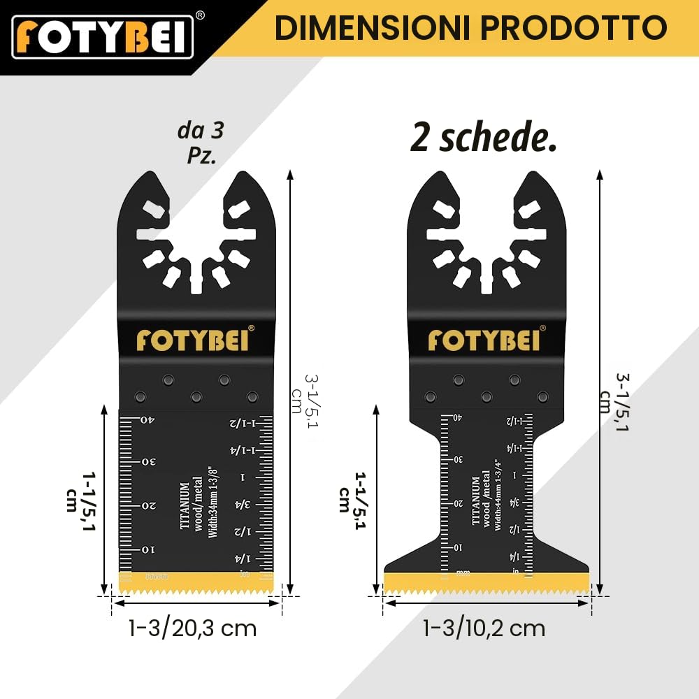 Lame Utensile Multifunzione Titanio, 5 Pezzi Lame Utensili Oscillanti Multifunzione Accessori per Legno, Plastica, Metallo, Compatibile con Fein, Dewalt, Makita, Parkside, Black&Decker e altro ancora