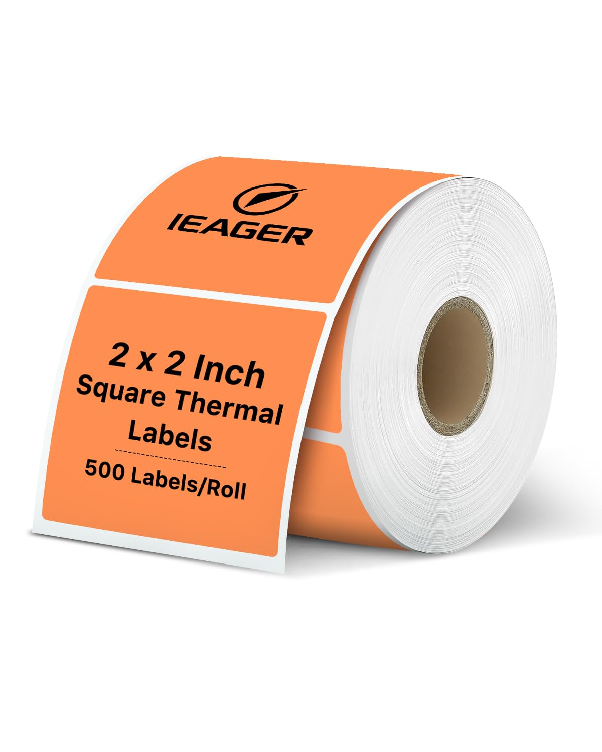 iEager Etiquetas adhesivas térmicas cuadradas naranjas rojas, 2 x 2 pulgadas, etiquetas térmicas directas cuadradas autoadhesivas con línea de perforación, 500 hojas/rollo