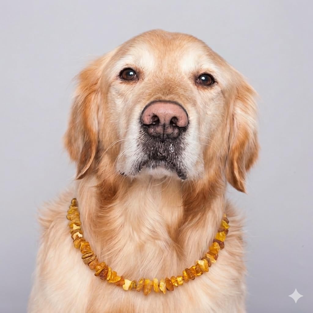 Collar de ámbar para perros y gatos – de 20 cm hasta 68 cm – cadena de ámbar, collar de protección contra garrapatas