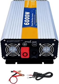 24v to 220v,Pure Sine Wave Inverter 6000W 12V 24V 48V 60V 72V DC to 120V 220V AC,Car Power Inverter, with 2 AC Outlets LED Display,Off-Grid Portable Power Converter