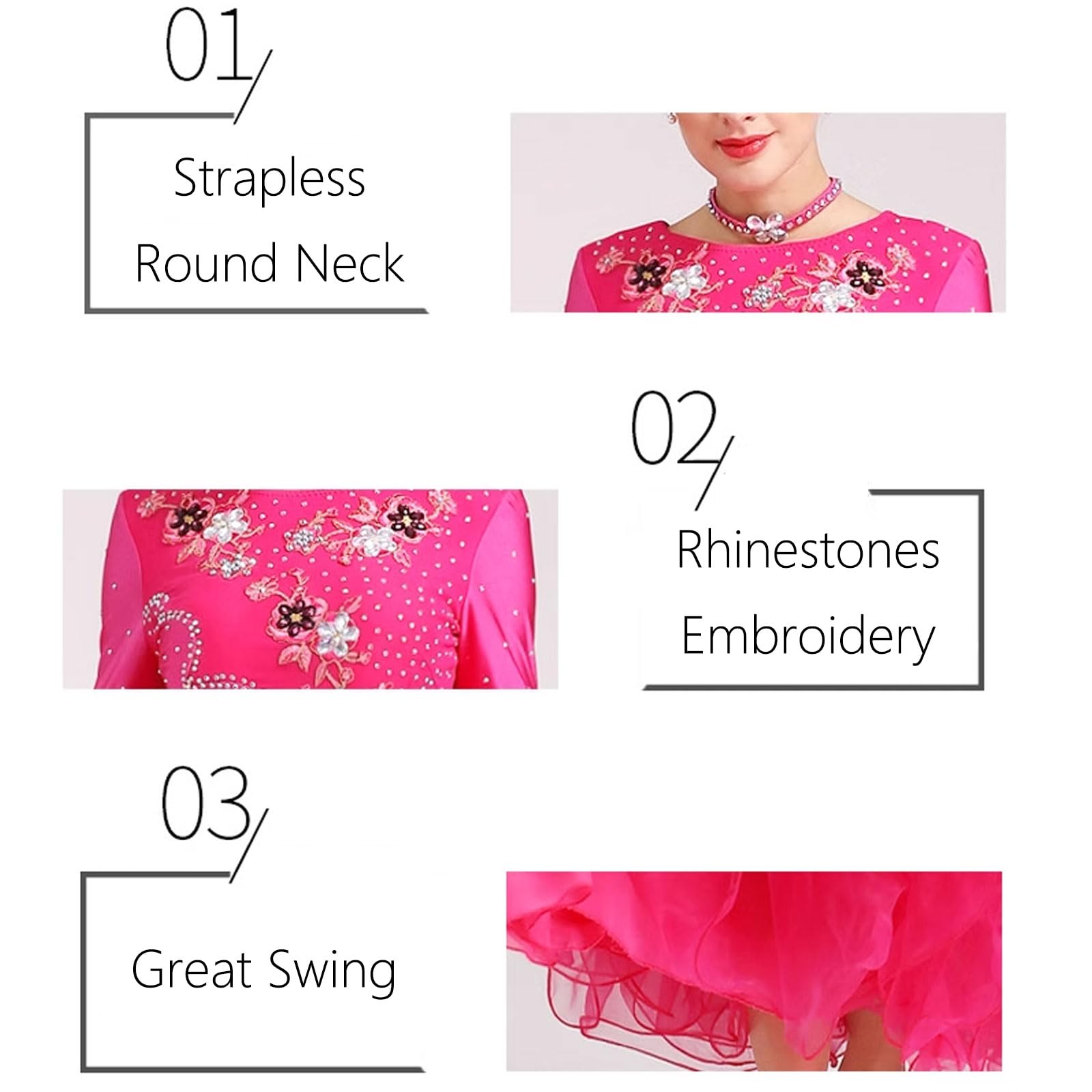 Vestidos de Salón de Baile Brillante para Mujeres Ropa de Baile de Salsa de Flamenco Exquisito Trajes de Baile Vals Tango Vestido de Fiesta de Flamenco con Diamantes