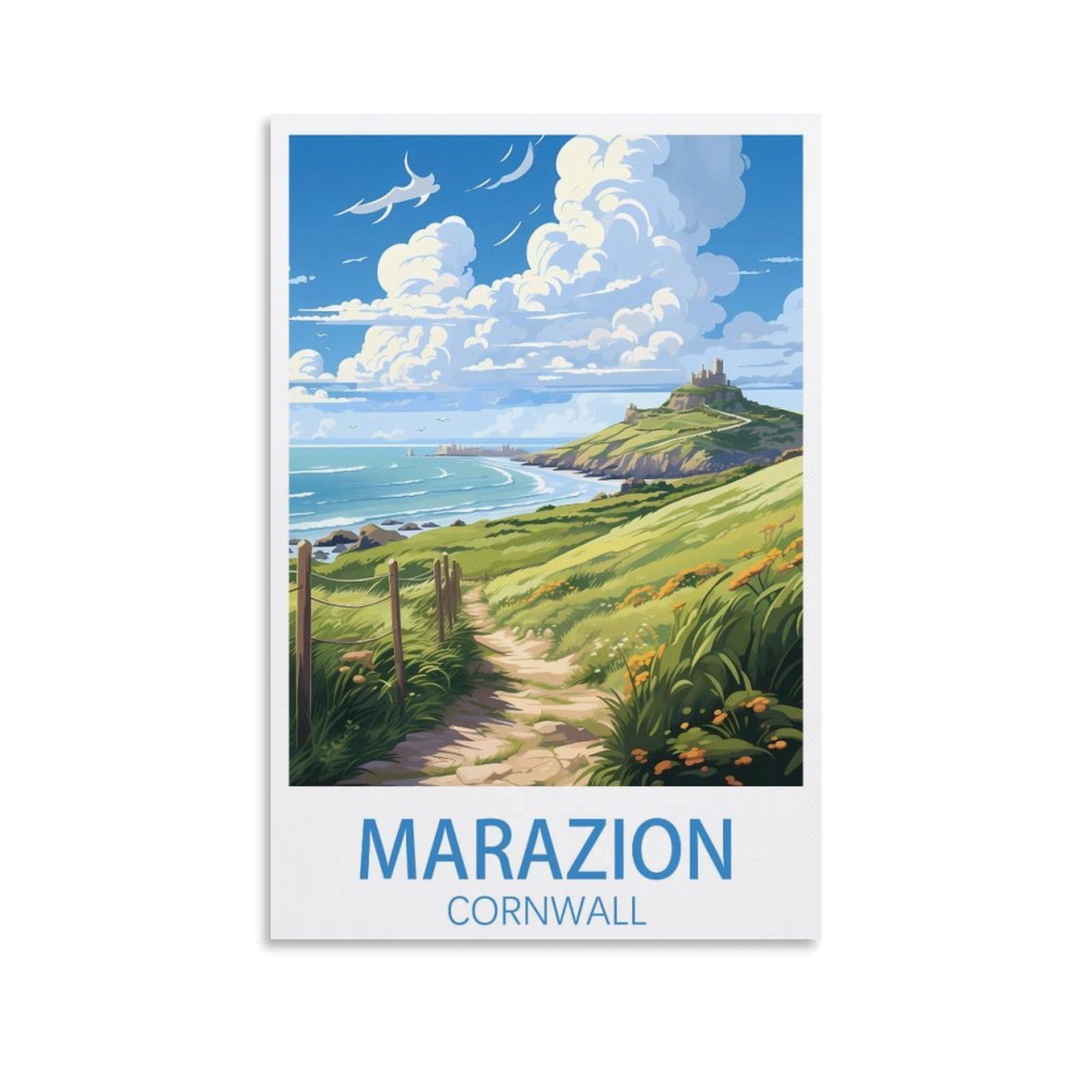 EZMLFA DIY 5D Diamond Painting Kits for Adults,Marazion Cornwall DIY Diamond Art Kits Gem Painting Crafts for Home Wall Decor 50x60cm