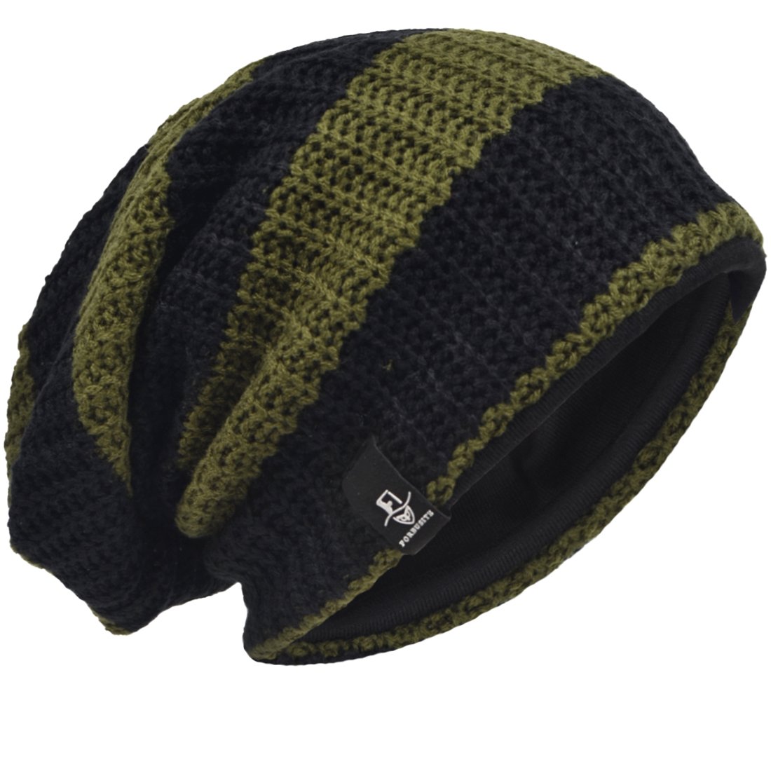 Hisshe Men's Green Slouch Beanie Winter Ski Baggy Hat B09 (Green)(Size: L)