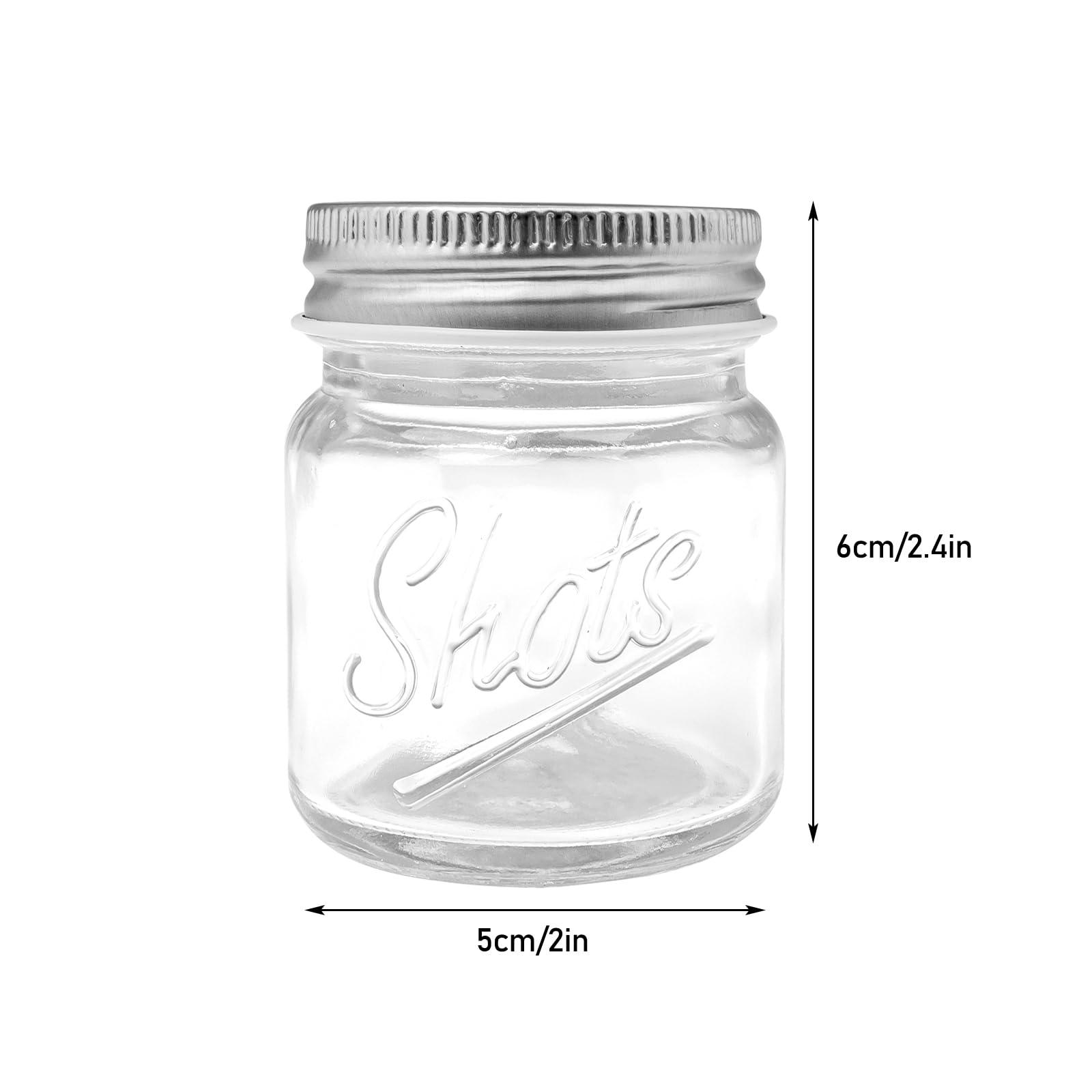 Eispap Lot De 24 Mini Bocaux à Shot Avec Poignées, De Qualité Supérieure Avec Couvercles étanches Pour Boissons, Desserts, Condiments, Confitures, Bougies, Loisirs Créatifs (50 Ml