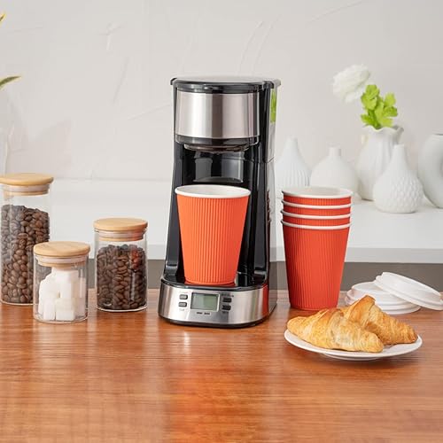 Miniatura 10 de Vasos de café de papel aislado de pared corrugada, 12 onzas, 12 onza, Anaranjado