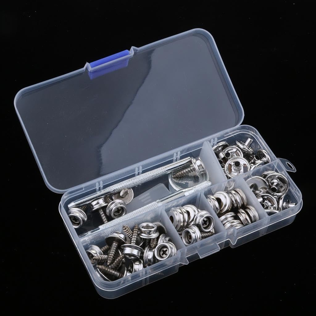2 Paquetes Broches a Presión para Tapicería Botones de Tornillo Juego de Remaches Kit de Cierres con Herramientas de Acero Inoxidable Y Cobre Apto Par, 2 Piezas