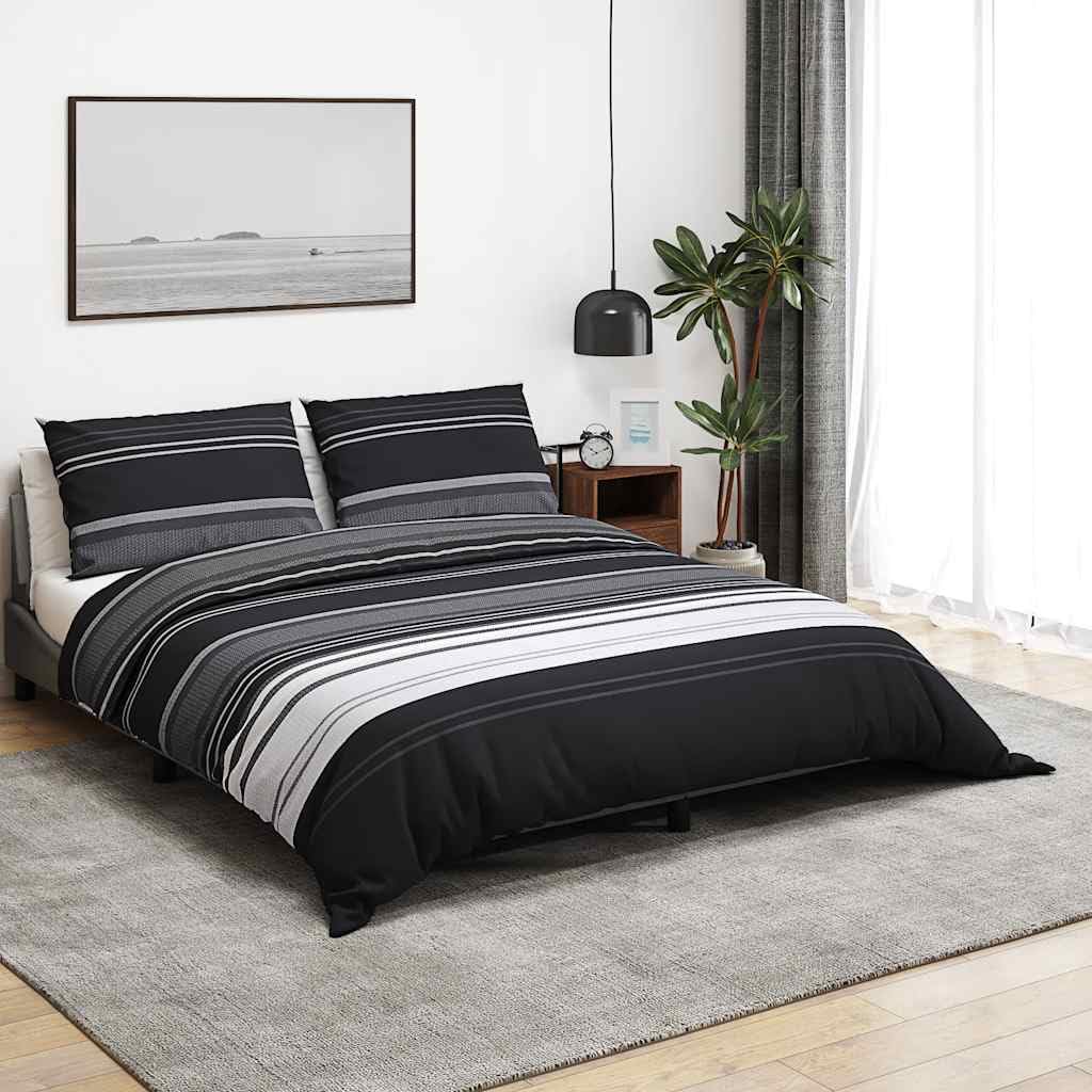 vidaXL Juego de Funda nórdica algodón Negro y Blanco 220x240 cm