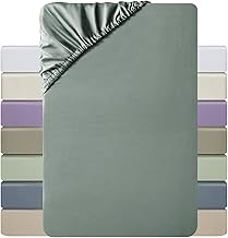 MILDLY Spannbettlaken 180x200 Satin, 100% Langstapelige Baumwolle Seidig Luxus Bettlaken Spannbettlaken bis 25cm Matratzenhöhe, Oeko-Tex Zertifiziert-GrauSage