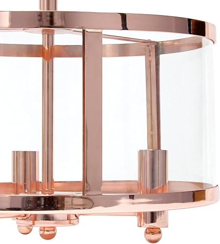 Miniatura 8 de Elegant Designs FM1005-RGD - Pantalla mediana de hierro y vidrio de 13 pulgadas, estilo tradicional de granja, industrial, montaje en techo,