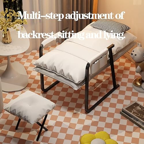Miniatura 5 de Sillón reclinable para interiores con otomana acolchada individual, silla de lectura tapizada para sala de estar, silla de escritorio ergonómica con