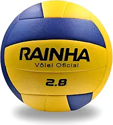 Bola de Vôlei Profissional Rainha 2.8 Amarela e Azul – Superfície Lisa, Oficial, Leve e Resistente para Quadra, Praia, Jogos, Treinos e Lazer