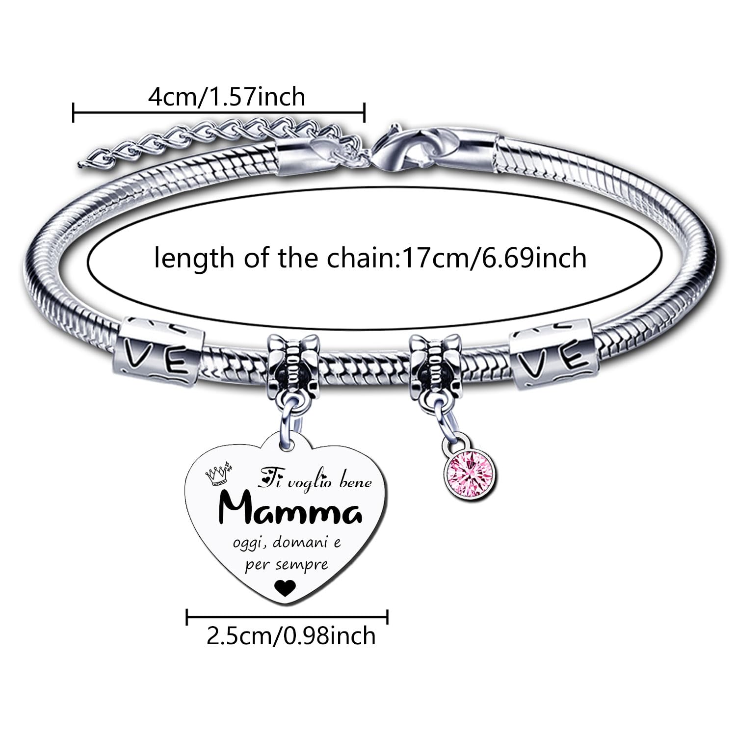 LUODAN Regalo Mamma Bracciale,Festa della Mamma Bracciale Donna Braccialetti,Regalo festa della Mamma,Regali Mamma Bracciale,Regalo Mamma Compleanno per Mamma