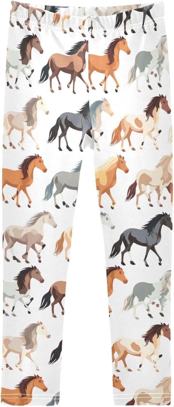GAIREG Printed Girls Leggings Cute Horse White