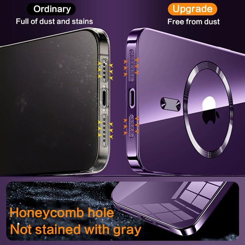 Magnetic Series Designed for iPhone 14 Pro Max Case,[Compatible with MagSafe][Military Drop &Full Camera Lens Protector],Electroplated Large Window Clear Shockproof Cover,Silver - Image 6