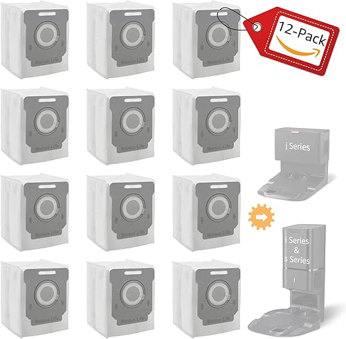 BonusLife - Paquete de 12 bolsas de vacío para iRobot Roomba All Clean Base ISJ Series Sucios Eliminación Sucia, Bolsas de basura Piezas de repuesto