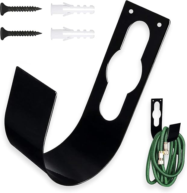 Hose Hook Hanger, Hose Pipe Bracket Hanger for Wall Mounting, Iron Hose Holder Bracket for Your Garden with Screws (23cm Tall - 1 Pack)