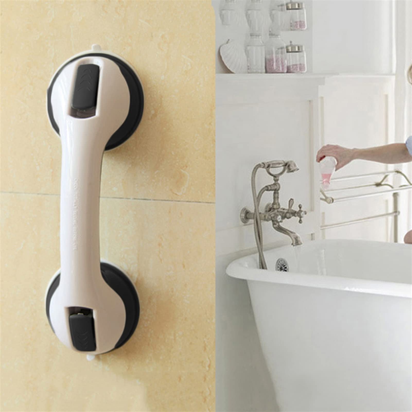 Barra de Agarre para Ducha con Ventosa, Ventosa Fuerte Barra de Agarre para Inodoro Ducha de Seguridad Mango para bañera Barra de Agarre para niños Barra de Agarre Antideslizante para manij