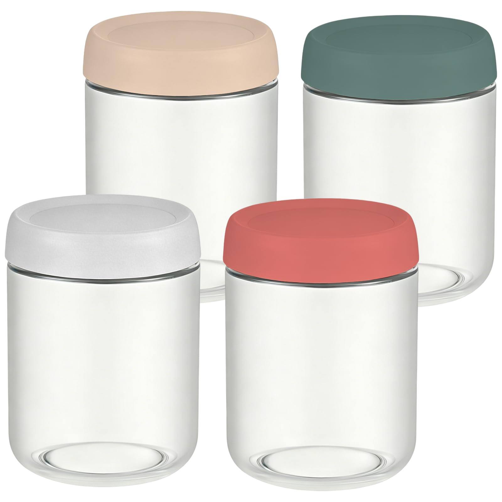 YANJINGSHE Overnight Oats Jar, 500ml Glass Jars with Lids - Set of 4