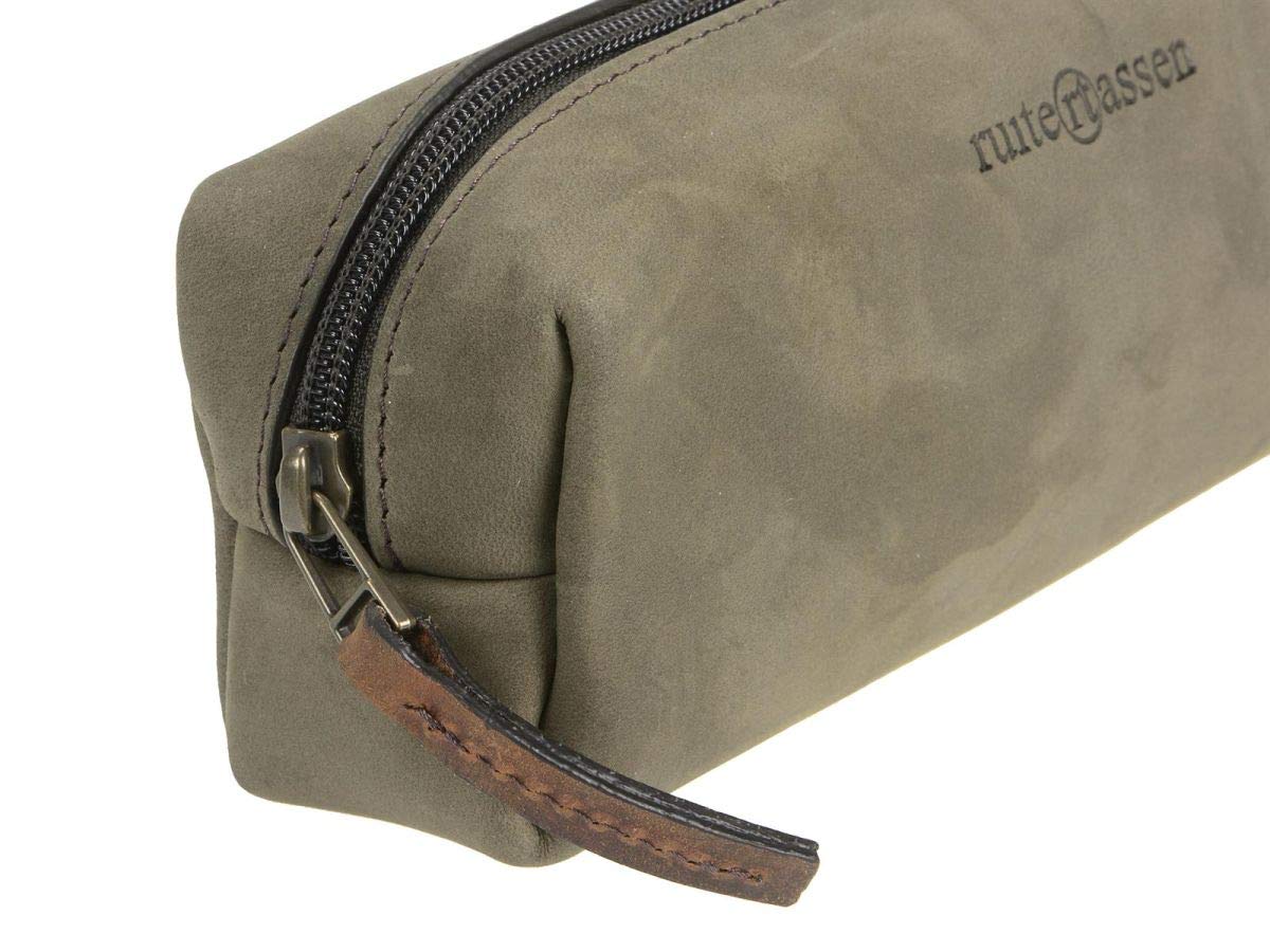 Ruitertassen Stiftetui Leder mit samtig weicher Oberfläche Schlamperrolle Stiftrolle Stifeetui Pencil Case khaki