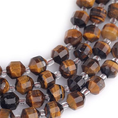 Vista 4 de JOE FOREMAN Cuentas de cristal facetadas a mano de ojo de tigre amarillo natural de 0.315 pulgadas (0.315 in), piedra de energía curativa