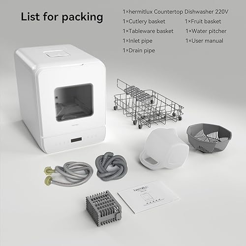 Miniatura 8 de Hermitlux Lavavajillas de encimera, 6 programas de lavado lavavajillas portátil de tamaño delgado