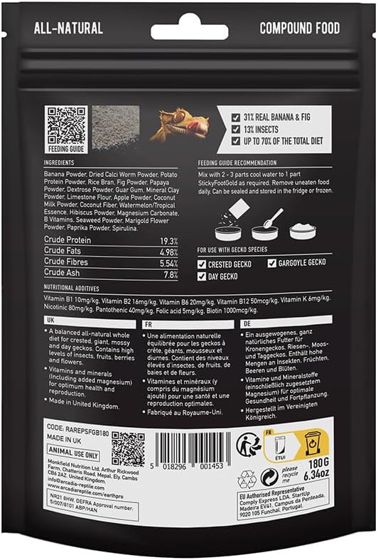 Arcadia Sticky Foot Gold Banana and Fig-180 Gram Pouch